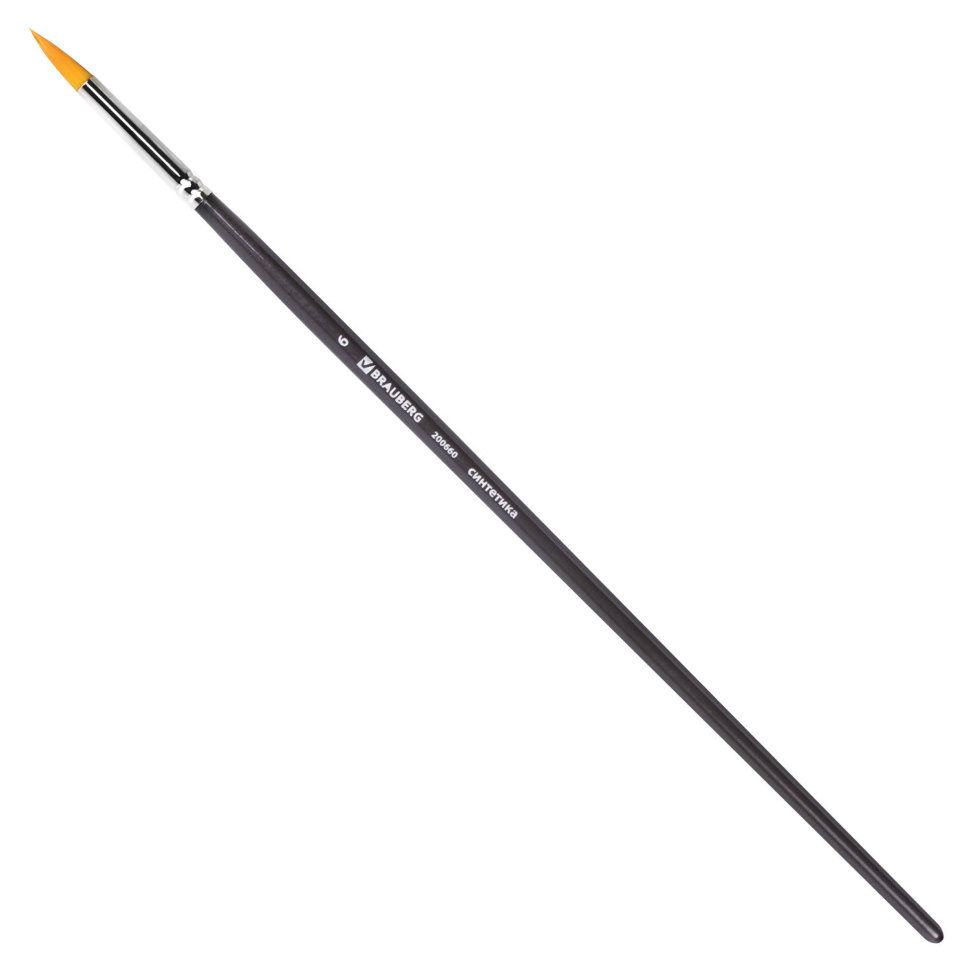 Кисть художественная синтетика жесткая, круглая, № 6, длинная ручка 200660 цена за 5 шт , 